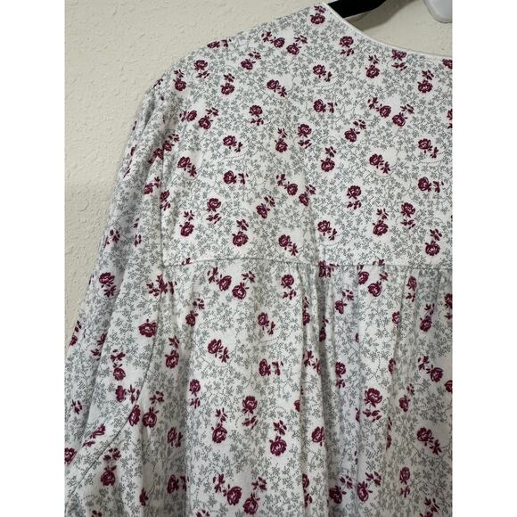 Eileen West 100% Cotton Flannel Nightgown long sleeve ditsy floral pattern XL - Picture 8 of 8